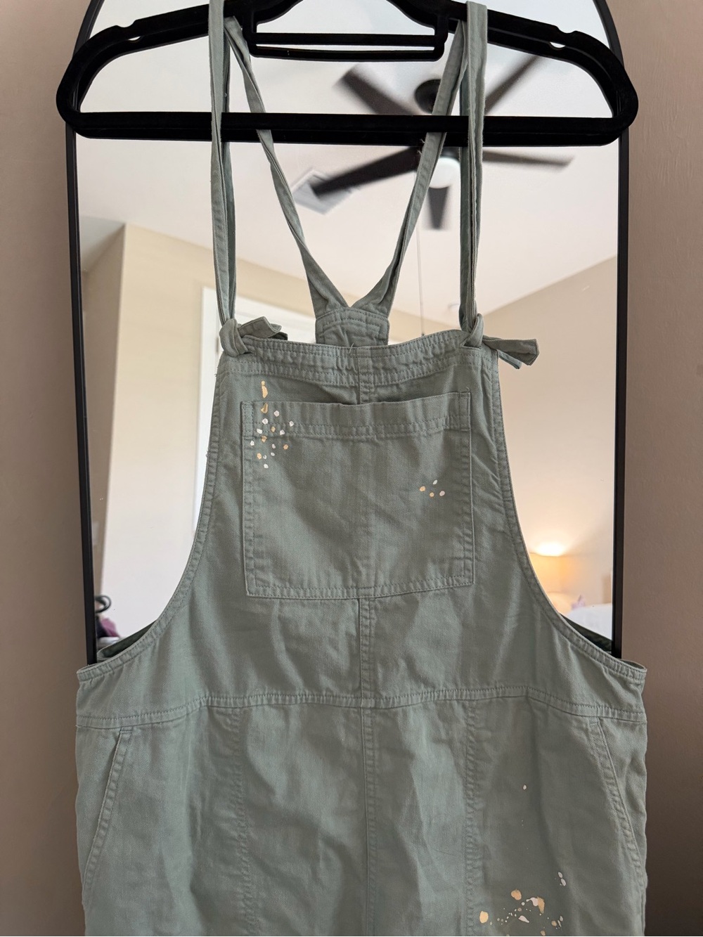 aerie Sage Green Painter-Style Overalls Jumpsuit - Picture 2 of 5